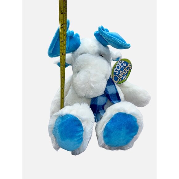 Chosun Soft Classics White Moose Plush 10" Blue Antlers Scarf Stuffed Animal - Picture 12 of 12